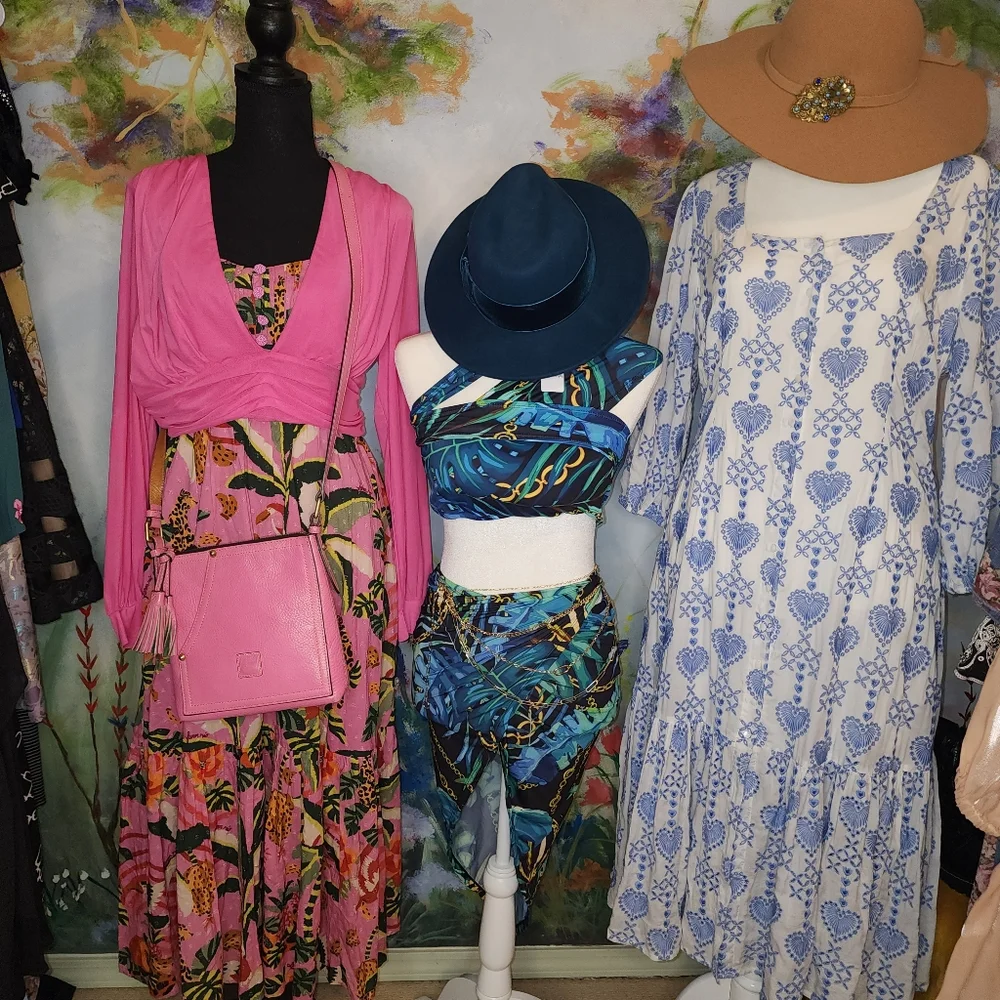 NWOT Johnny Was Jade Beau Eyelet Button-Down Tiered Midi Dress Boho Chic - Picture 13 of 14